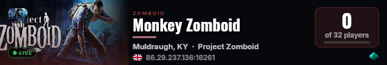 Monkey Zomboid live status badge
