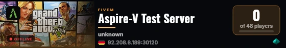 Aspire-V Test Server live status badge