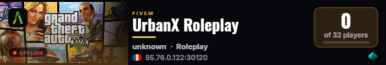 UrbanX Roleplay live status badge