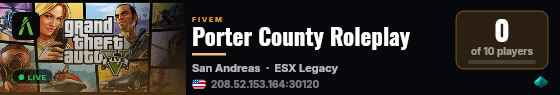 Porter County Roleplay live status badge