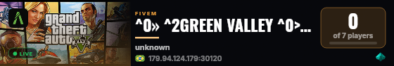 ^0» ^2GREEN VALLEY ^0>>> ^5INAUGUROU AGORA ^0<<<🌈 live status badge