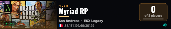 Myriad RP live status badge