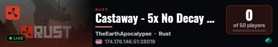 Castaway - 5x No Decay PVE/PVP live status badge