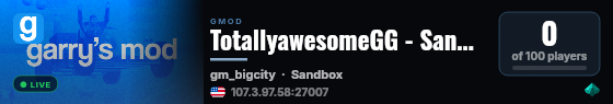 TotallyawesomeGG - Sandbox - Wire l M9K l 200GB RAM live status badge
