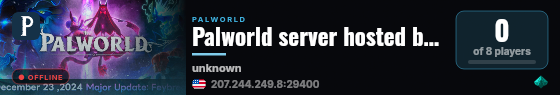 Palworld server hosted by G-Portal live status badge