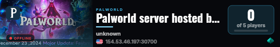 Palworld server hosted by G-Portal live status badge