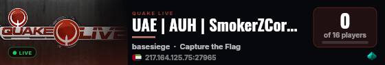 UAE | AUH | SmokerZCorner | Quake Live | FFA live status badge