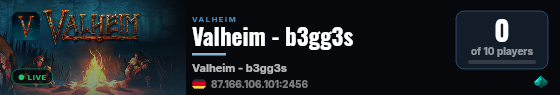 Valheim - b3gg3s live status badge