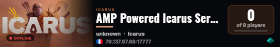 AMP Powered Icarus Server live status badge