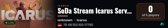 SoDa Stream Icarus Server Styx Krokoland live status badge