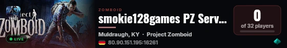 smokie128games PZ Server live status badge