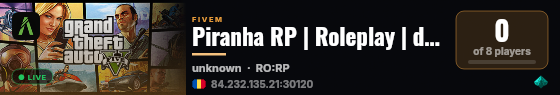 Piranha RP | Roleplay | discord.gg/piranha live status badge