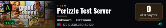 Perizzle Test Server live status badge
