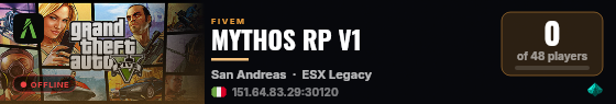 MYTHOS RP V1 live status badge