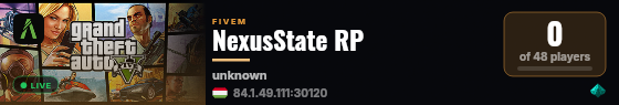 NexusState RP live status badge