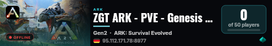 ZGT ARK - PVE - Genesis II (EU) - (v361.7) live status badge