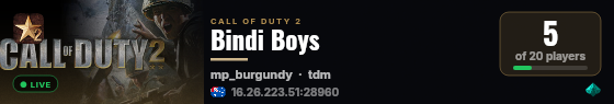 Bindi Boys live status badge