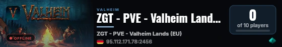 ZGT - PVE - Valheim Lands (EU) live status badge