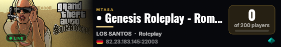 • Genesis Roleplay - Romania [V1] • LOS SANTOS • live status badge
