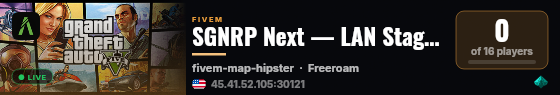 SGNRP Next — LAN Staging live status badge