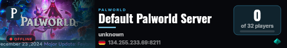 Default Palworld Server live status badge