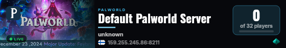 Default Palworld Server live status badge