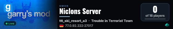 Niclons Server live status badge