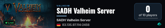 SADH Valheim Server live status badge