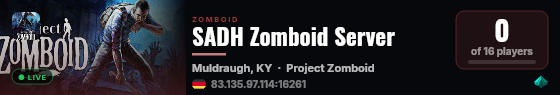 SADH Zomboid Server live status badge