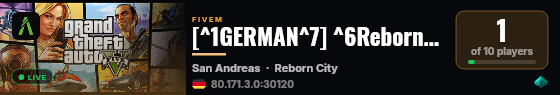 [^1GERMAN^7] ^6Reborn-City^7 V4 | Keine Allowlist live status badge
