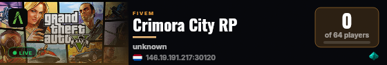 Crimora City RP live status badge