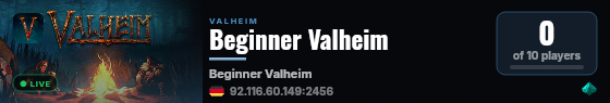 Beginner Valheim live status badge