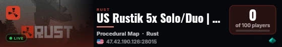 US Rustik 5x Solo/Duo | Shared BPs | Kits | TPHome | Noob Frien live status badge