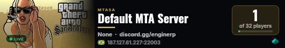 Default MTA Server live status badge