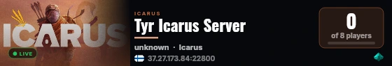 Tyr Icarus Server live status badge