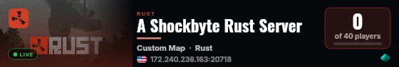 A Shockbyte Rust Server live status badge