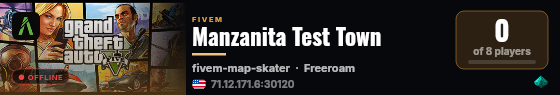 Manzanita Test Town live status badge