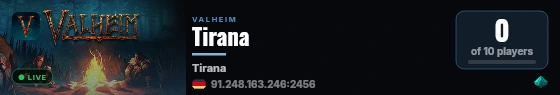 Tirana live status badge