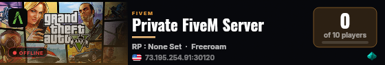 Private FiveM Server live status badge