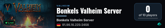 Bonkels Valheim Server live status badge