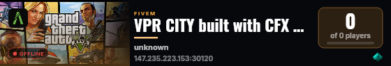 VPR CITY built with CFX Default FiveM! live status badge