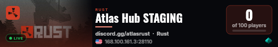 Atlas Hub STAGING live status badge
