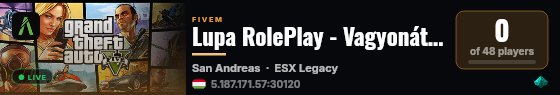 Lupa RolePlay - Vagyonáthozatal, egyedi rendszerek live status badge
