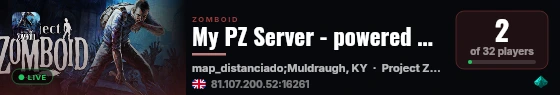 My PZ Server - powered by Sophie live status badge