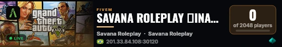 SAVANA ROLEPLAY ➔INAUGUROU AGORA ⬅ ➔ SOMENTE 3 SEMANAS WL ABERTA ⬅ live status badge
