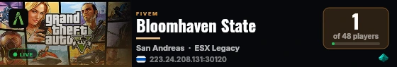 Bloomhaven State live status badge