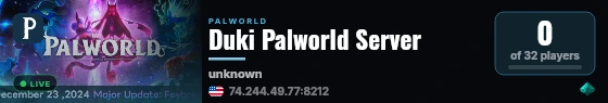 Duki Palworld Server live status badge