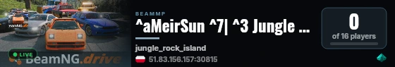^aMeirSun ^7| ^3 Jungle Rock ^7| ^6BeamMP live status badge