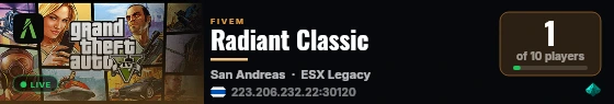 Radiant Classic live status badge