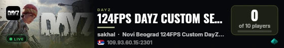 124FPS DAYZ CUSTOM SERVER live status badge